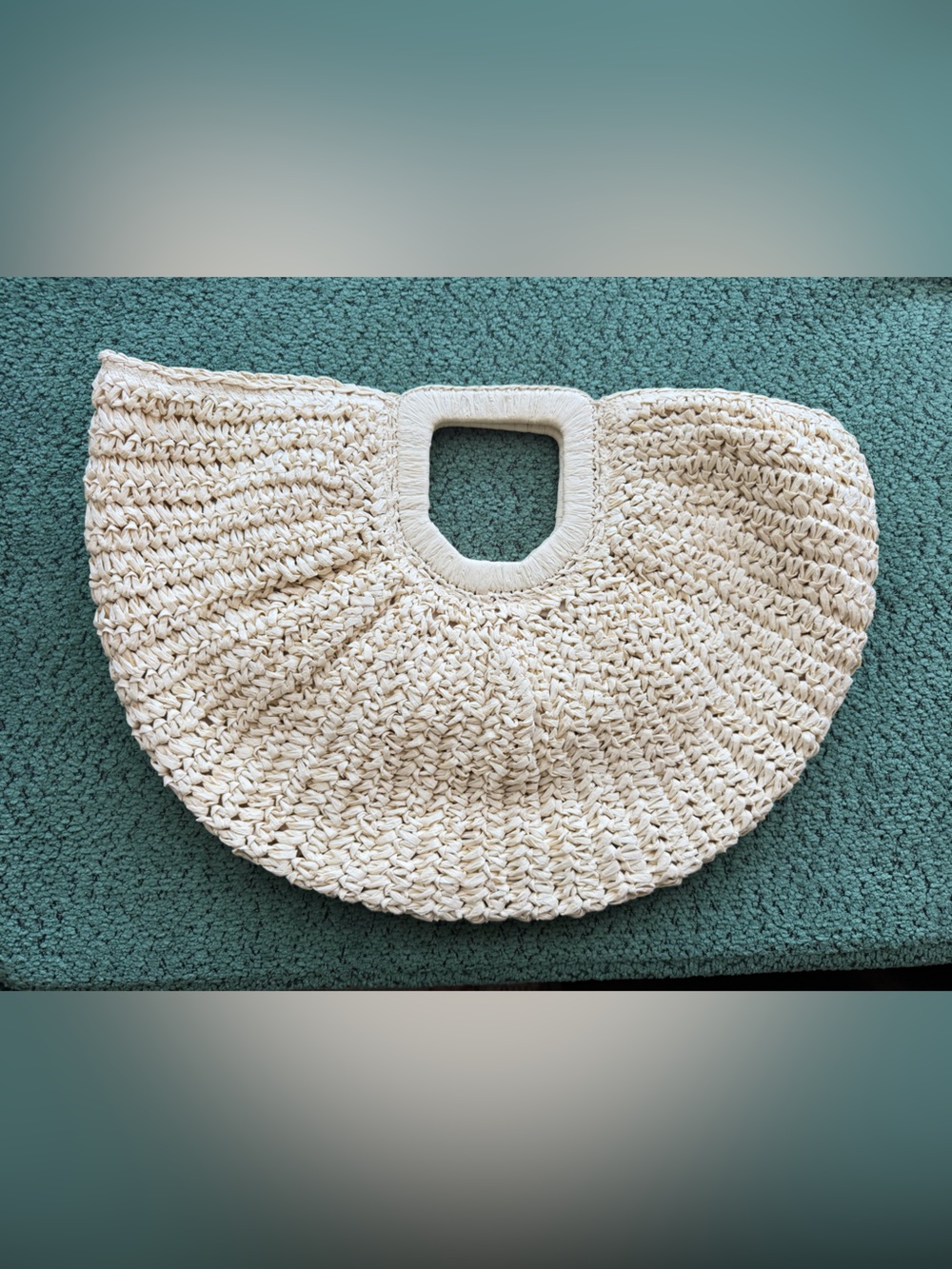 RAMLA Women's Half-Moon Straw Woven Basket Weave Handbag Clutch
